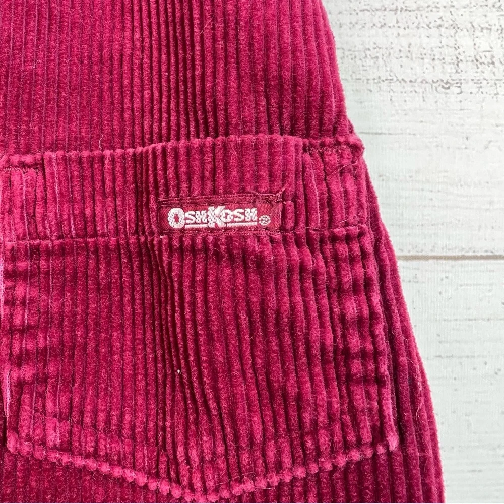 Vintage OshKosh B’Gosh Burgundy Corduroy Jumper Dress Fall 90’s Size 18-24 M
